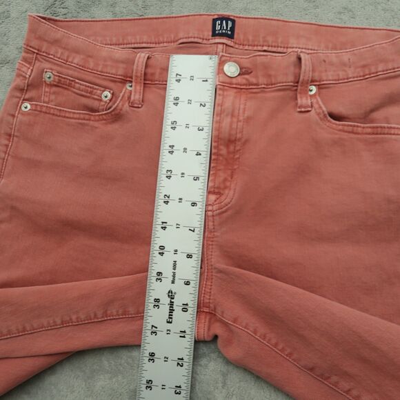 Gap Jeans Women's Size 32R Pink Mid-Rise True Skinny Stretch Fringe 26.5" Inseam - Picture 7 of 15